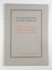 1917 3-WALLED OPEN SHED Farm Plans Specs & Materials WHITE PINE BUREAU #12 {e}