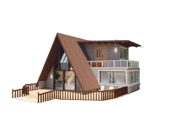 A-Frame Cabin Plans with Loft Mezzanine – 931 sqft, Rustic Style, Painted Finish