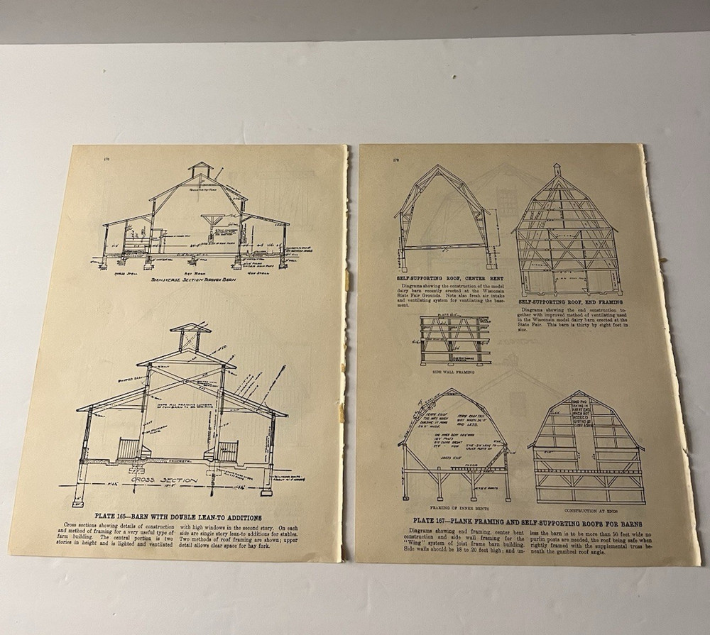 Original 1912 William A. Radford Barn Construction Plates Lot of 2