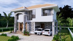 36×26 Feet House Plans 11×8 Meter 3 Beds 2 Bath Hip Roof PDF Plan (A4 Hard Copy)