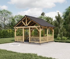 16’x14′ Picnic Shelter Plans, Garden Gazebo Building Blueprints