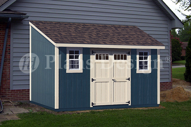 8′ x 14′ Backyard Deluxe Storage Shed Plans, Lean-To Roof Style Design #D0814L