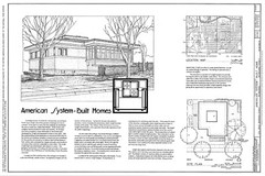 Frank Lloyd Wright, single story house plans, narrow lot, Prairie Style home