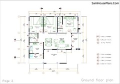Small House Plan 10×11 Meter 33×36 Feet 3 Beds 2 Baths Terrace (A4 Hard Copy)