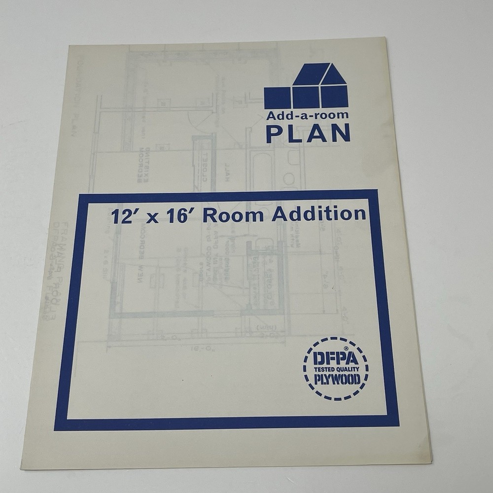 1950’s Add A Room Plan 12 x 16 House Addition Plan Blueprints Home DFPA Plywood