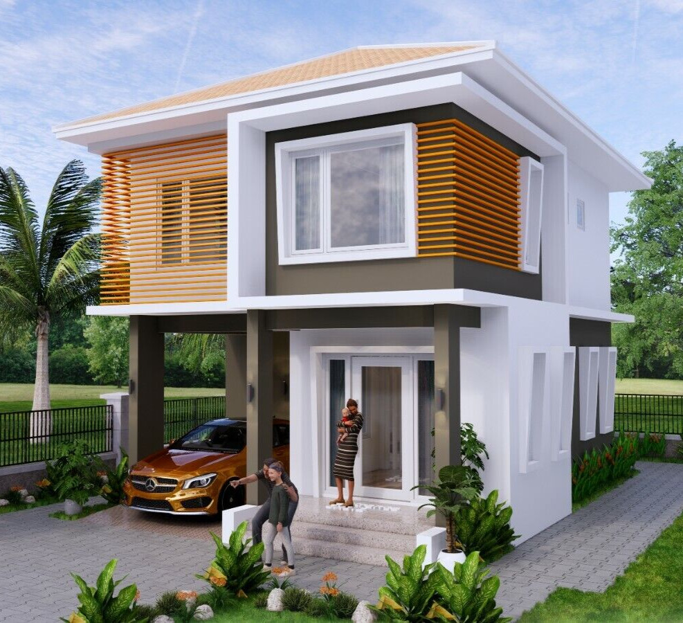 20×30 Feet Small House Plan 6×9 Meter 3 Beds 3 Baths Hip Roof PDF (A4 Hard Copy)