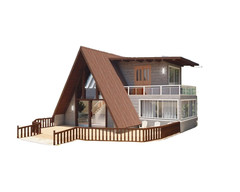 A-Frame Cabin Plans with Loft Mezzanine – 931 sqft, Rustic Style, Painted Finish