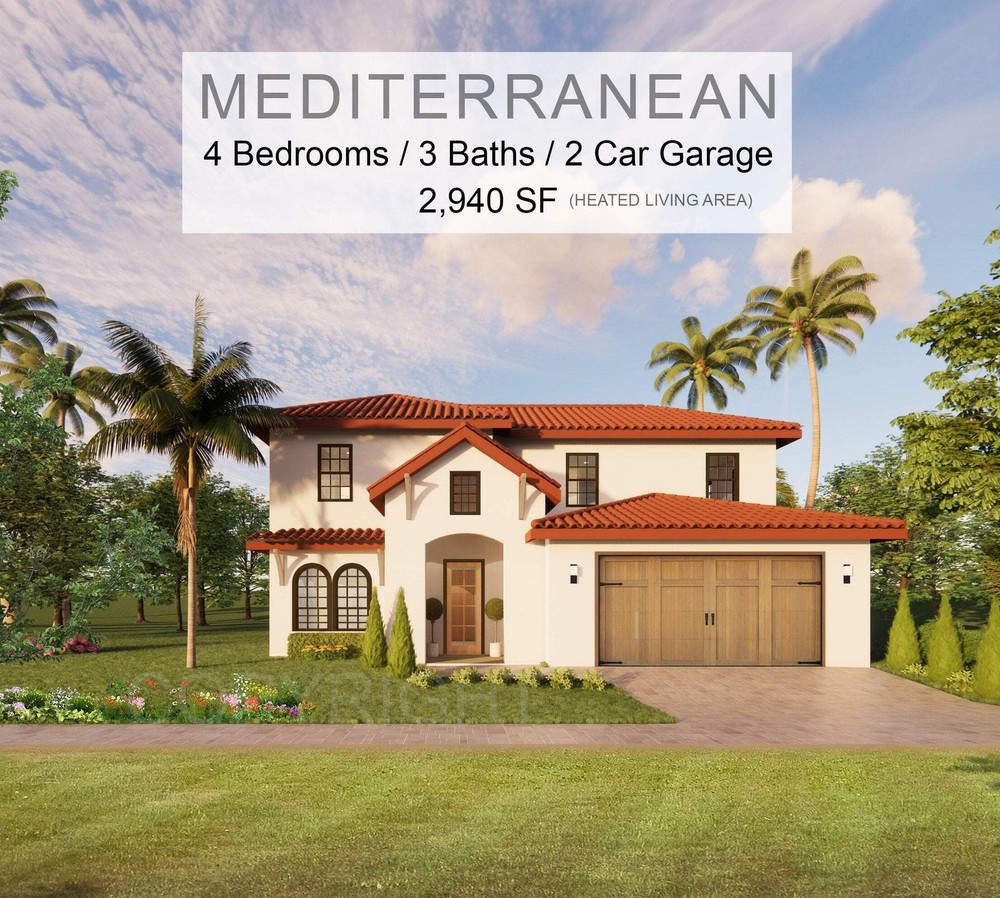 Sonora Grove – Luxury Mediterranean House Plan Design – 4 Bed 3 Bath 2940 sq ft