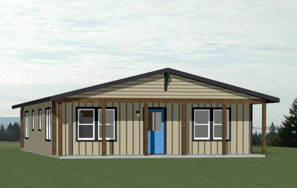 30×40 Duplex — 2 Bedroom 1 Bath — 1,200 sq ft — PDF Floor Plan — Model 4A