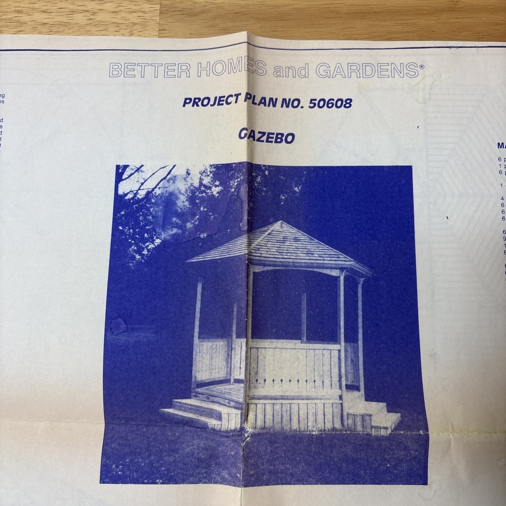 Better Homes & Gardens Project Plan No 50608 1986 Blue Prints For Gazebo