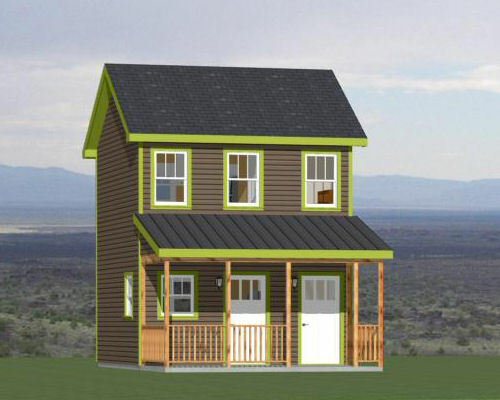 16×16 Tiny Duplex — 441 sq ft — PDF Floor Plan — Model 23C