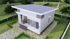 21×21 Feet Tiny House Plans 6.5×6.5 Meter 1 Bed 1 Bath Shed Roof (A4 Hard Copy)