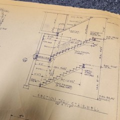 Vintage House Blueprint 33×17 1964 Mid Century Modern Drawing Art Glen Ellyn IL