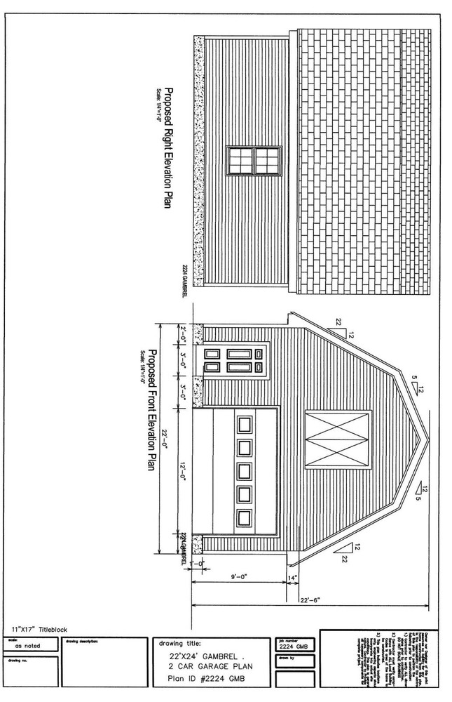 22’X24′- 24’X22′ GARAGE PLANS GAMBREL ROOF GARAGE PLANS 17-2224-GMB-1