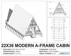 22′ x 36′ A-Frame Vacation Cabin Architectural Plans – PDF Download