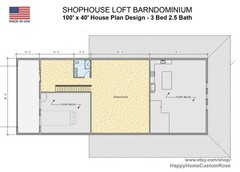 Shophouse Loft Barndominium Modern House Open Plan Design 100 x 40 – 3 Bed 2.5 B
