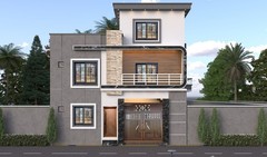 Modern House Design with Front Elevation Architectural Dwg (35×45) 3d View