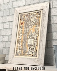 1939 Pictorial Map of Manhattan New York City Art Deco Print