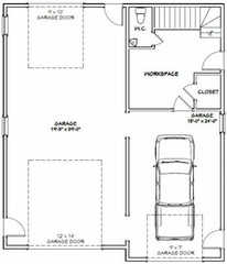 36×42 Apartment with 1-Car 1-RV Garage — PDF Floor Plan — 853 sqft — Model 1