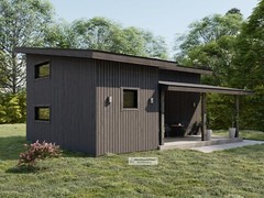 20’x28′ Modern Tiny House Plans, Lean Cabin Architectural Construction Blueprint