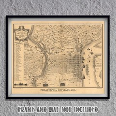 Philadelphia 100 Years Ago 1875 Vintage City Map Historical Wall Art Print