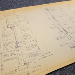 Vintage House Blueprint 33×17 1964 Mid Century Modern Drawing Art Glen Ellyn IL