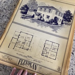 Vintage 1948 4 Square Home Plan Drawing Blueprint Triflex Service Washington DC