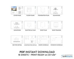 22′ x 24′ Two Car ADU Garage Loft Architectural Plans – PDF Download