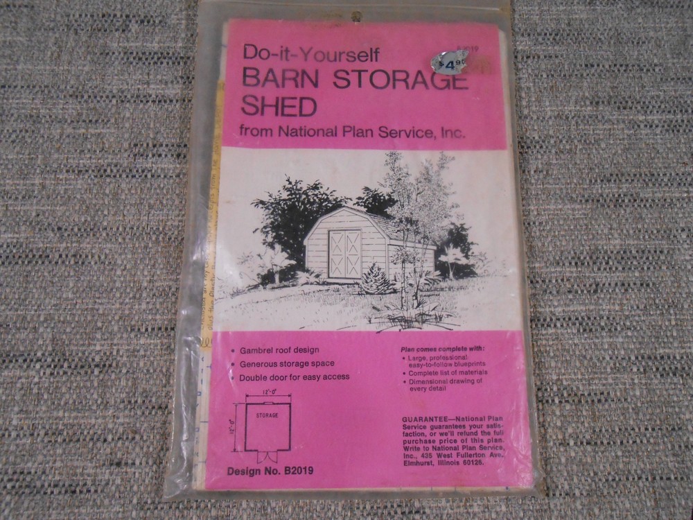 Do-It-Yourself Barn Storage Shed Plans VTG National Plan Service, INC. 12′ x 12′