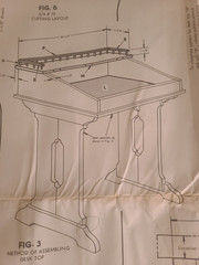 VTG Sears Early American Captains Style Desk Blueprint Plans Instruction Sheet