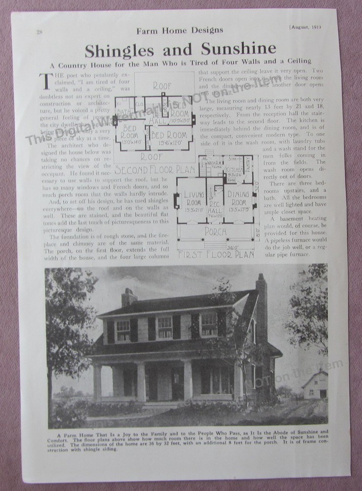 1919 Article * Farm Home Design * Country Farm House Construction Layout