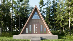 Modern A-frame Cabin Drawing & 3D images ,Material List,CAD file and PDF