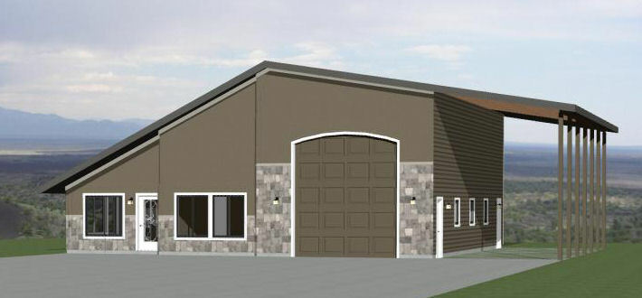 46×48 House – 3 Bedroom 2 Bath 1 RV – 1,157 sqft – PDF Floor Plan – Model 4