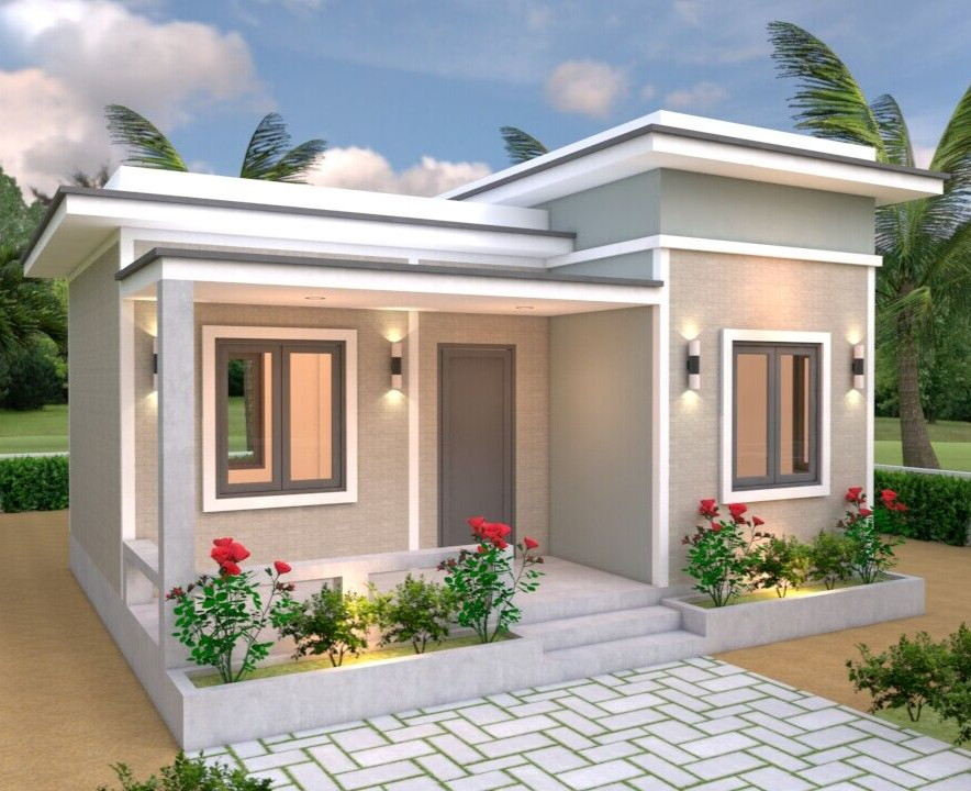 23×20 Feet Small House Plans 7×6 Meter One Bedroom Flat Roof (A4 Hard Copy)