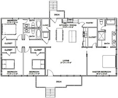 60×30 House — 4 bedroom 3 Bath — 1,800 sqft — PDF Floor Plan — Model 4