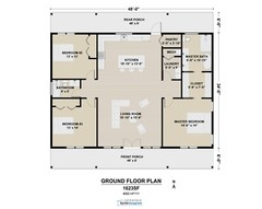 34×48 Modern Farmhouse Custom Architectural Ranch HouPlans 1632SF – PDF Download