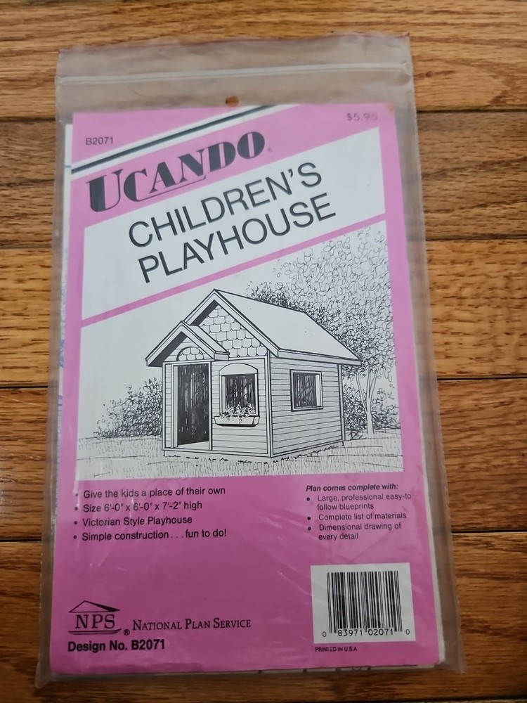 Build Your Own Children’s Playhouse Blueprint Plans Design # B2071 NIP, Ucando