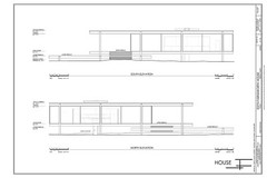 Mies van der Rohe modern design, Farnsworth House, architectural drawings