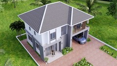 36×23 Feet House Design Plan 11×7 Meter 3 Bed 3 Baths Hip Roof PDF (A4 Hard Copy