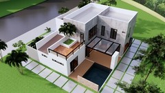 Modern House Plan 16×18 Meter 54×59 Feet 3 Beds 3 Baths Full Plan (A4 Hard Copy)