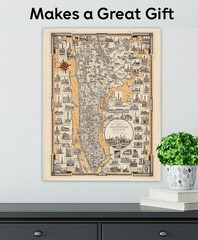 1939 Pictorial Map of Manhattan New York City Art Deco Print