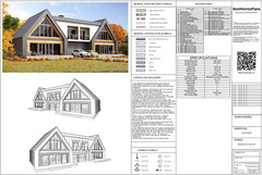 86’x29’ 6 Beds, 8 Baths Double A-Frame House Architecture Plans PDF Download.