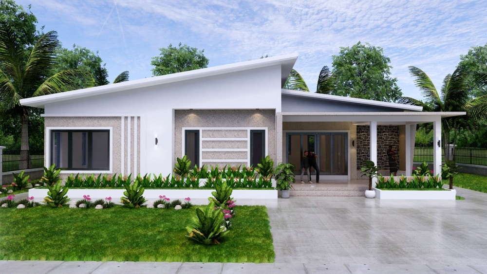 49×30 Feet House Plan 15×9 Meter with 3 Beds 3 Baths Shed Roof (A4 Hard Copy)