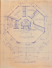 OCTAGON HOUSE PLANS Vintage 1950s Blueline Blueprint Set Mid-Century Modern Rare