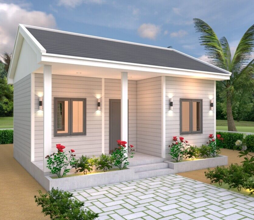 23×20 Feet Small House Design 7×6 Meter One Bedroom Gable Roof (A4 Hard Copy)