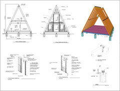 86’x45’ 6 Beds, 4 Baths Double A-Frame House Architecture Build Plans PDF.