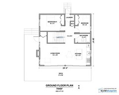 28′ x 28′ Modern Vacation Cabin Architectural Plans 1025SF – PDF Download
