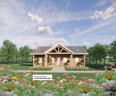 American Cottage House Plan 40×26 – 3 Bed 1040 SF – Custom Home Blueprints