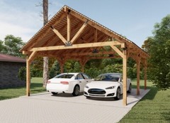 20’x24′ Wooden Carport Plans, Gable Roof Pavilion Blueprints with Material List