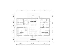 Barndominium, 2 Bedroom 2 Bath 1200 sq ft Floor Plan, 25’x48 | PDF DOWNLOAD